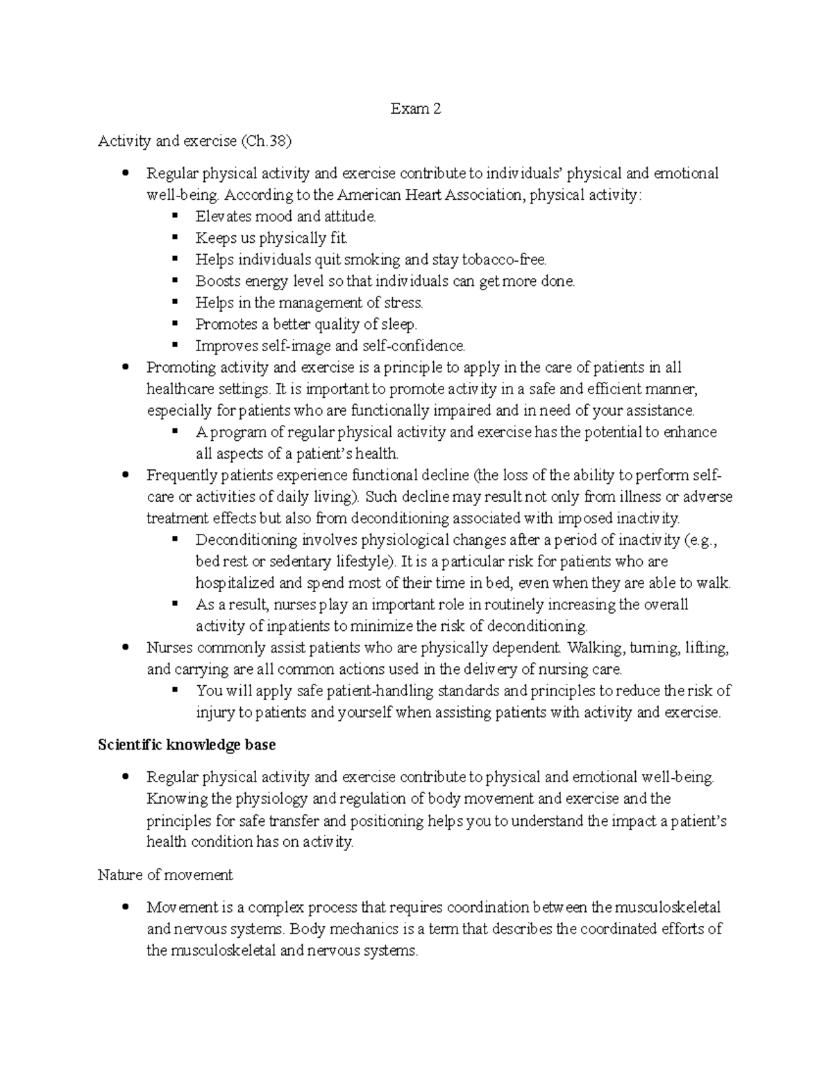 Exam 2 - Ch. 38: Foundations of Physical Activity & Exercise - Studocu