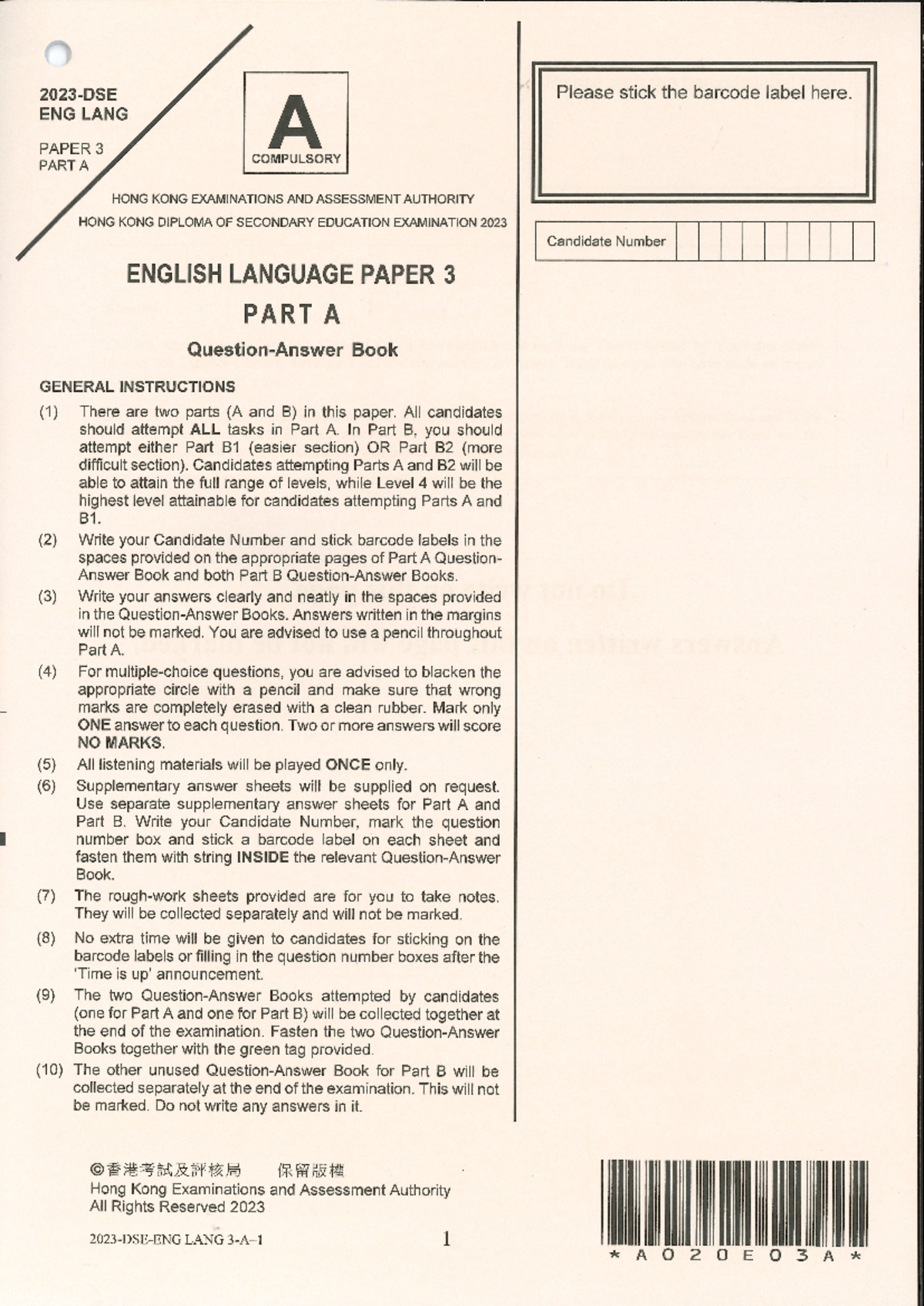 2023 HKDSE English Language - Paper 3A Breakdown and Insights - Studocu
