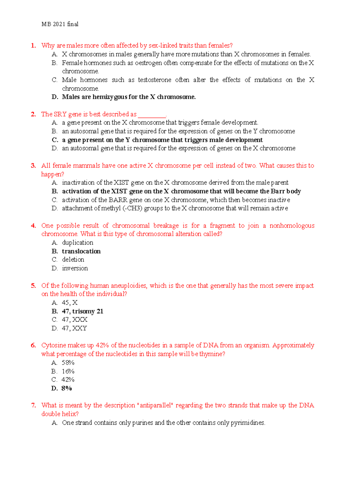 Molecular Biology 2021 Final Exam Study Guide: Key Questions & Topics ...
