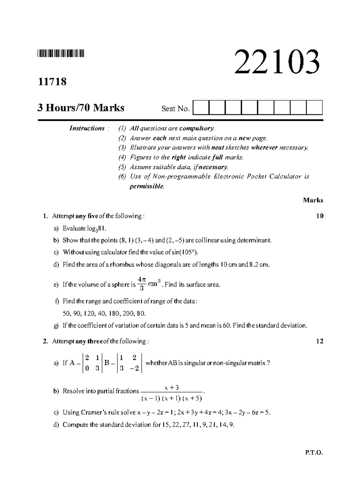 22103 Winter 2017 Final Exam Question Paper - Studocu