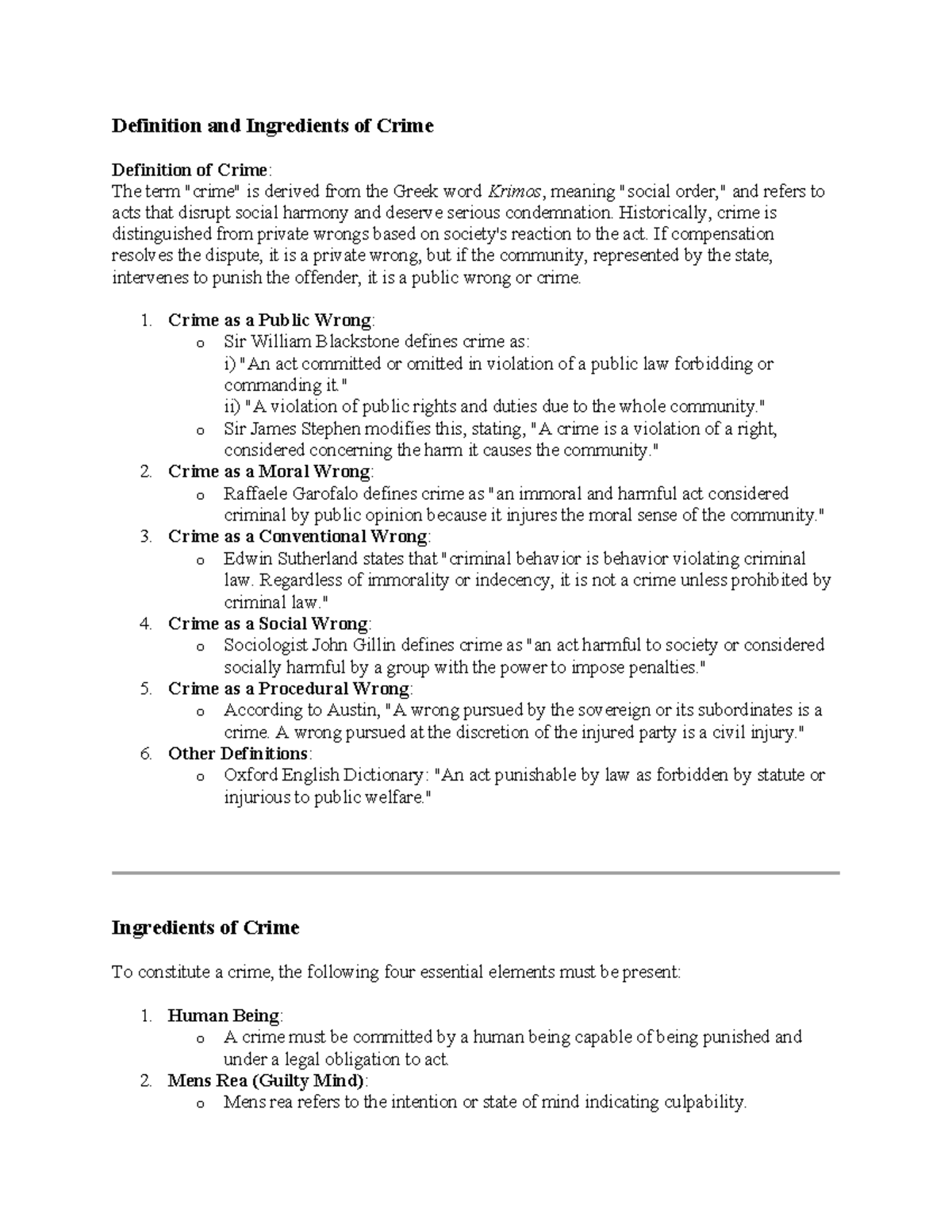 indian penal code - Definition and Ingredients of Crime Definition of ...