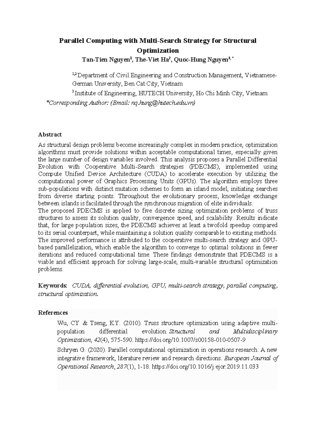 PDECMS: Parallel Computing Strategies for Structural Optimization - Studocu