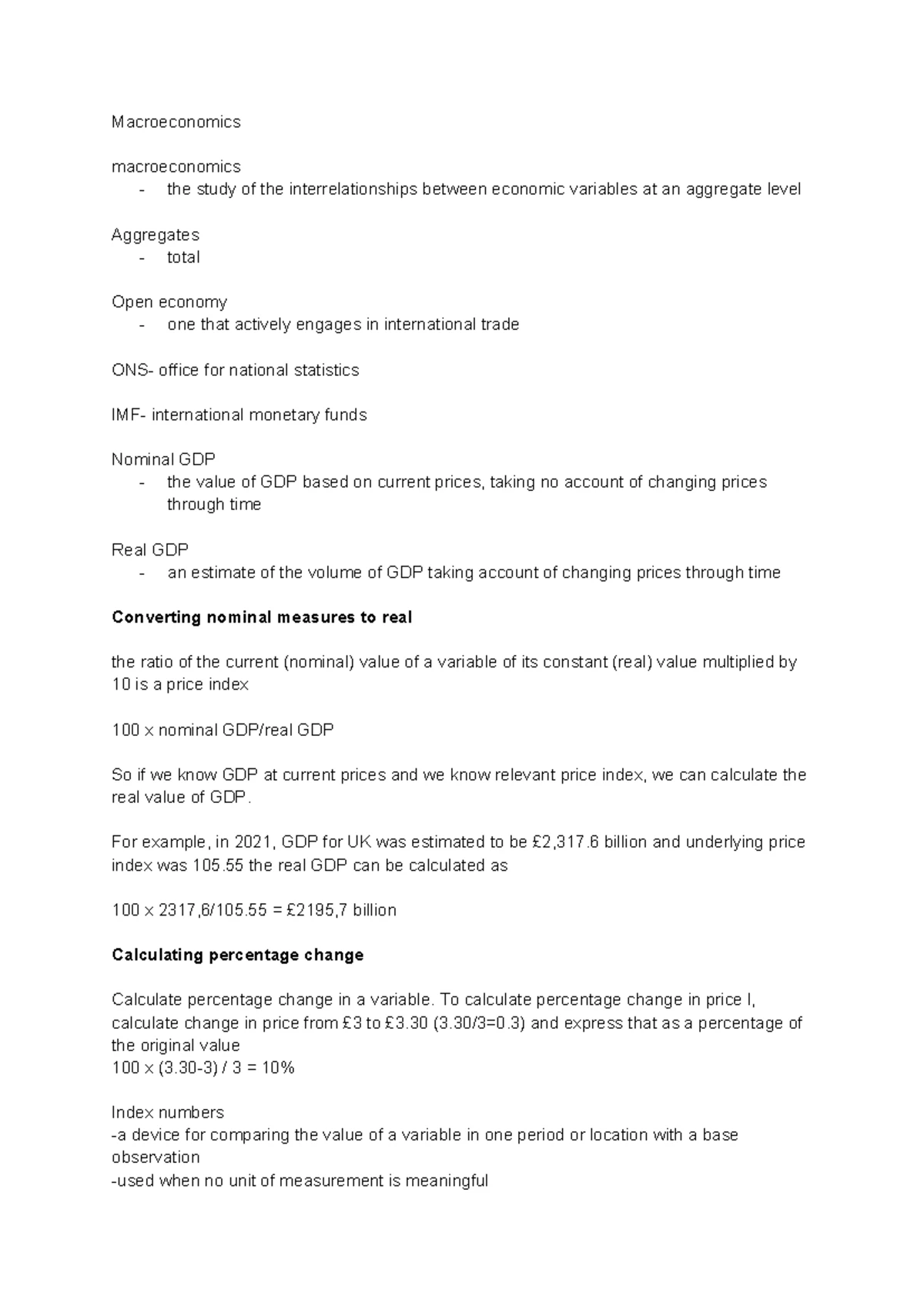 Macroeconomics: Key Concepts on Inflation and Unemployment Exam Notes ...