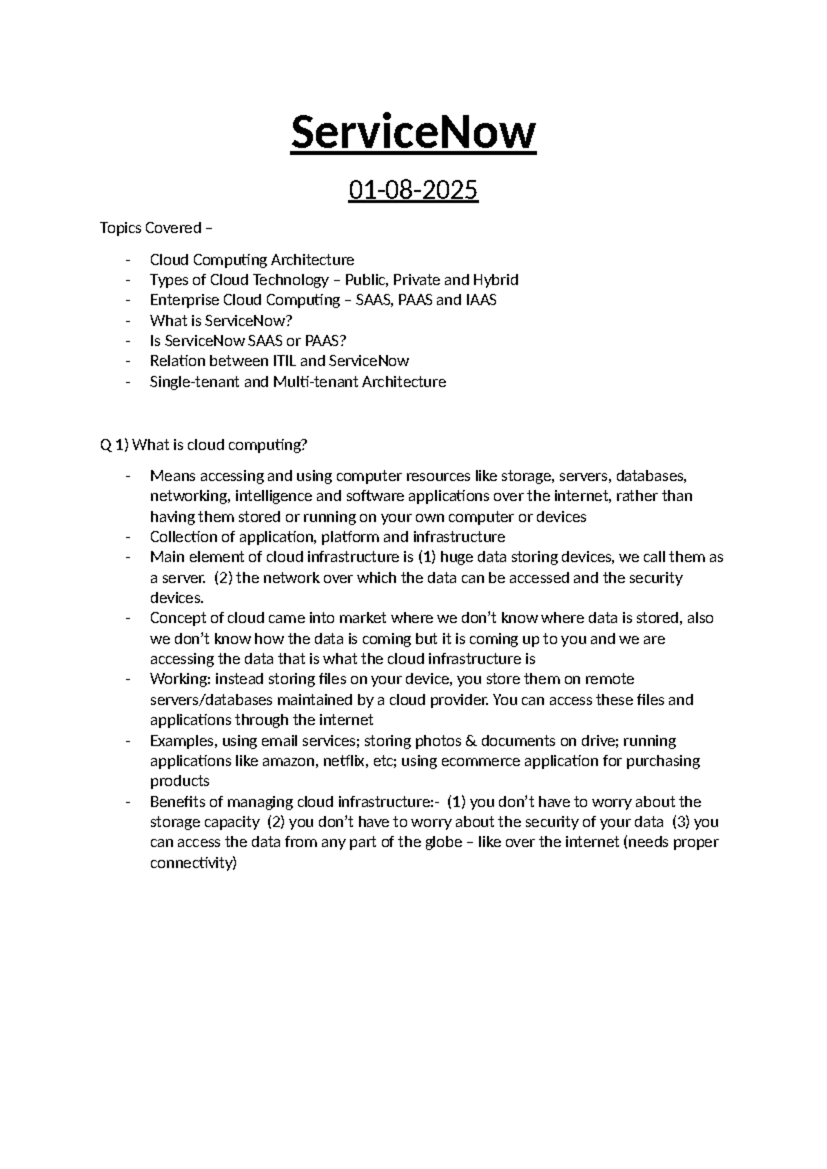 ServiceNow Overview: Cloud Computing & Architecture Types (CLOUD 101 ...