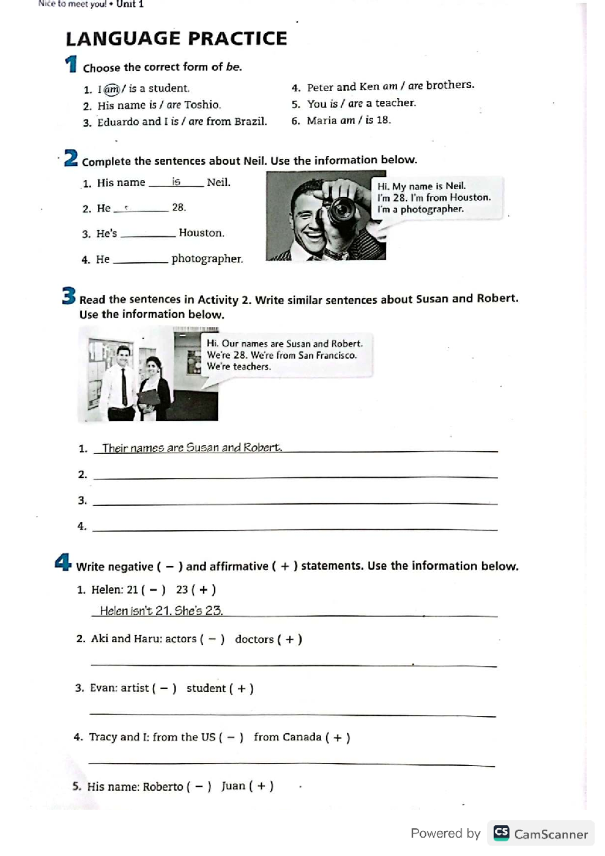 LANGUAGE PRACTICE 1: Unit 1 Exercises and Activities for CS Course ...