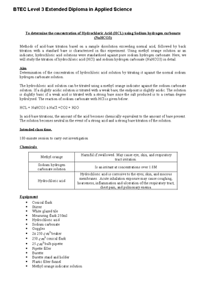 BTEC Applied science Unit 2 Assignment 2 (Merit) - Unit 2 Stearic acid ...