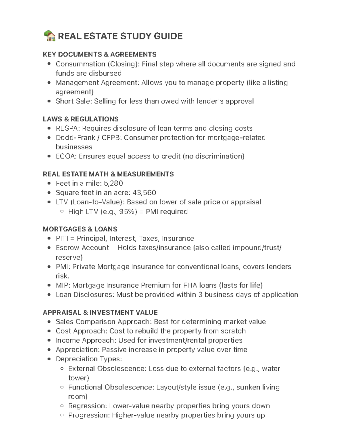Real Estate Fundamentals Study Guide (RE: Master Review Notes) - Studocu