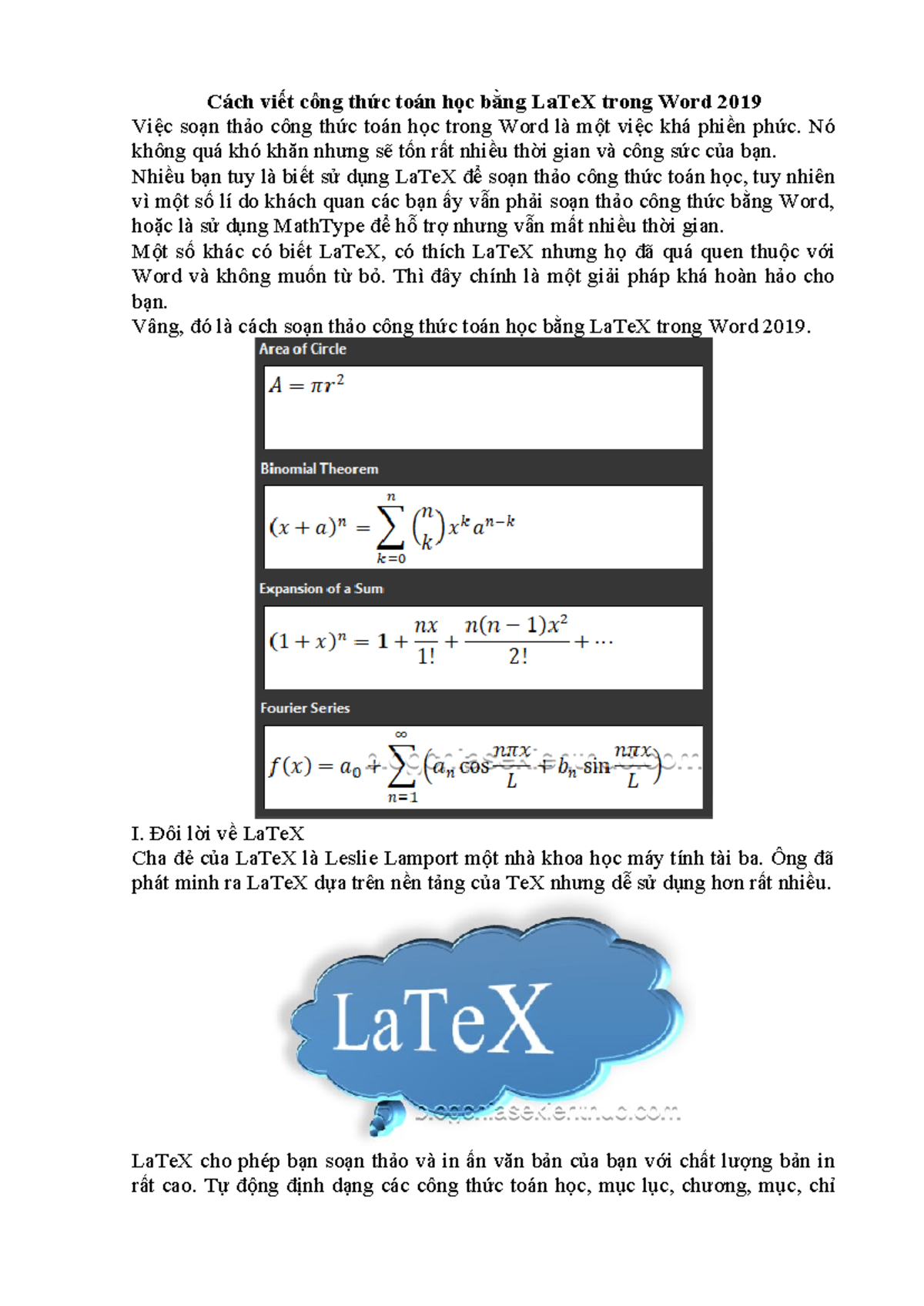 Cách Soạn Thảo Công Thức Toán Học Bằng LaTeX Trong Word 2019 - Studocu