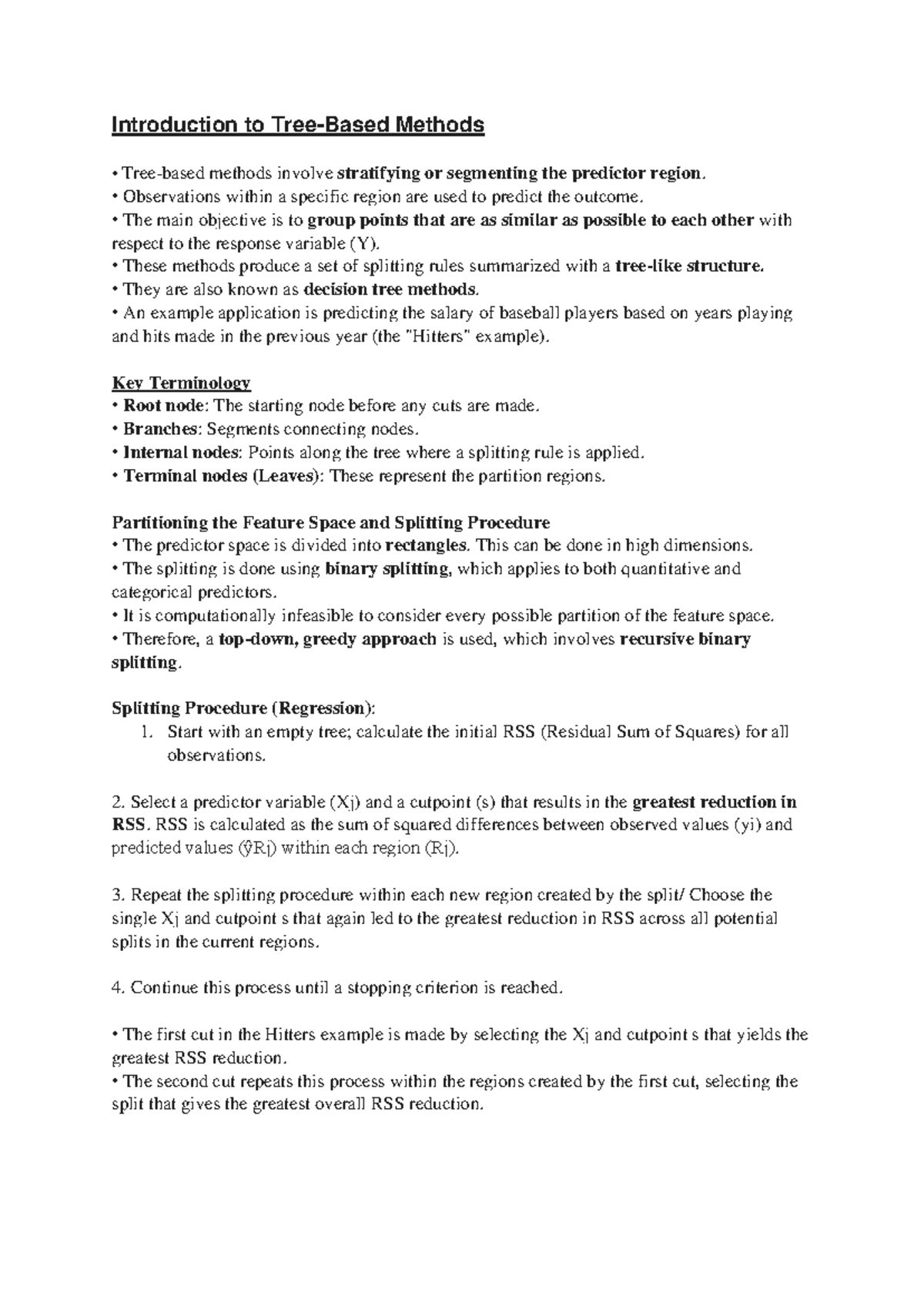 Decision Tree Methods: Key Concepts and Splitting Procedures - Studocu