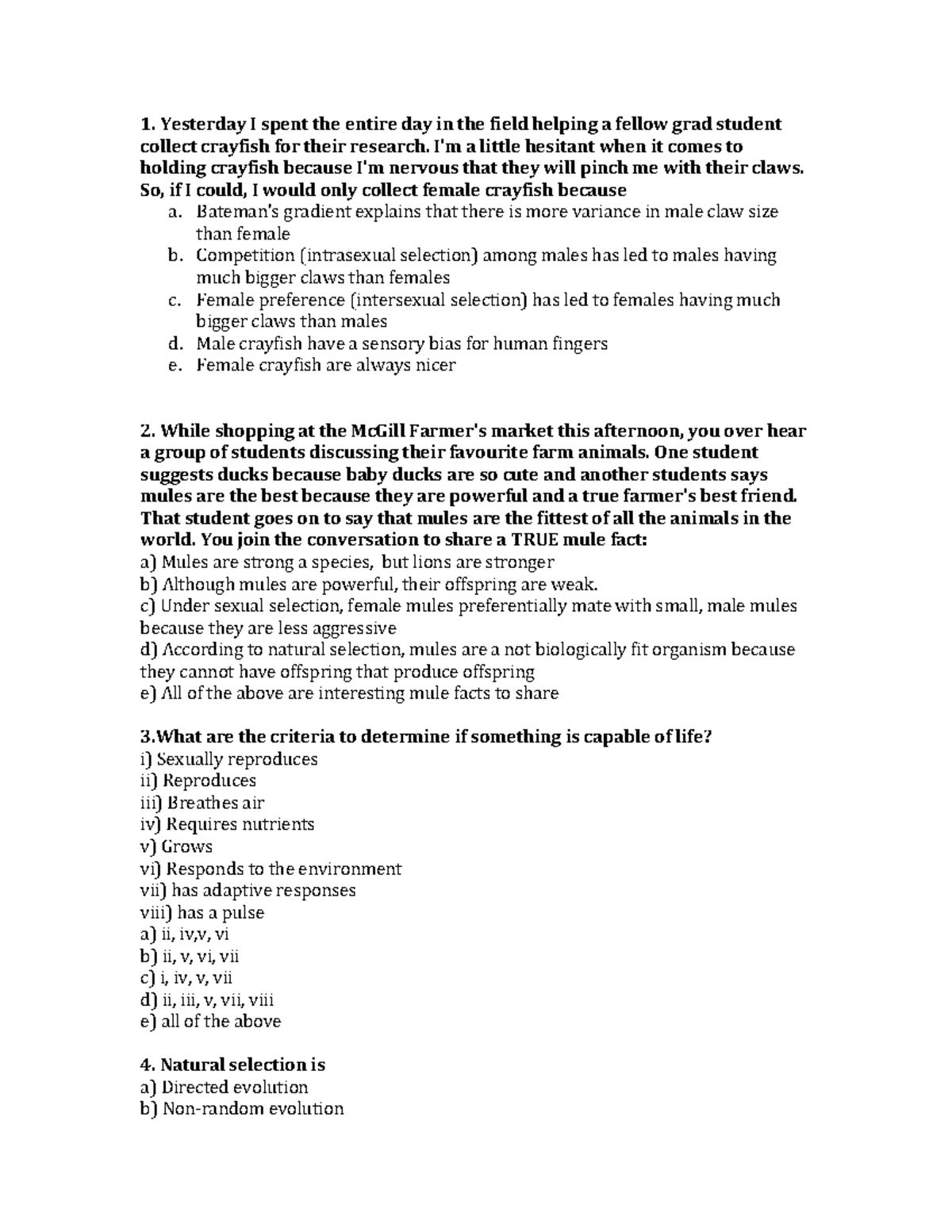 Midterm 1 Practice Questions for Biology 101 - Studocu