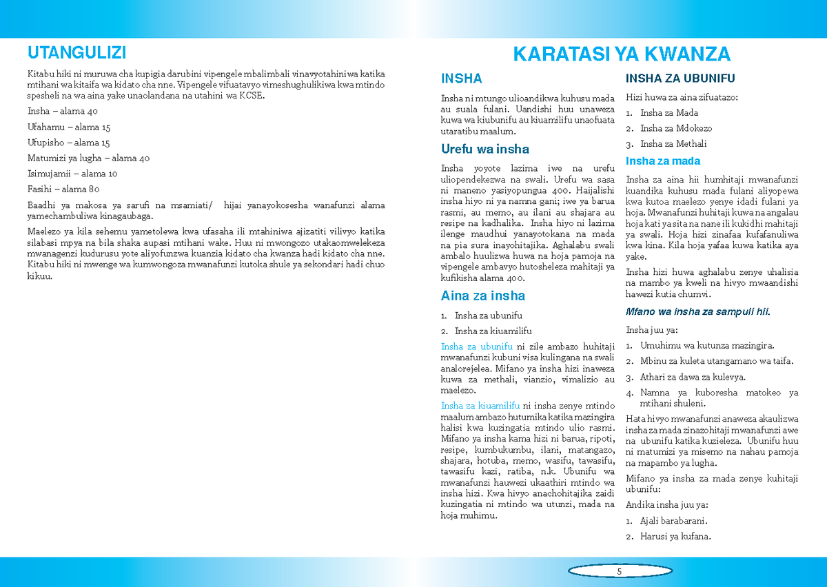 KCSE Kiswahili Guide: Insha, Methali, na Uandishi wa Kiuamilifu - Studocu
