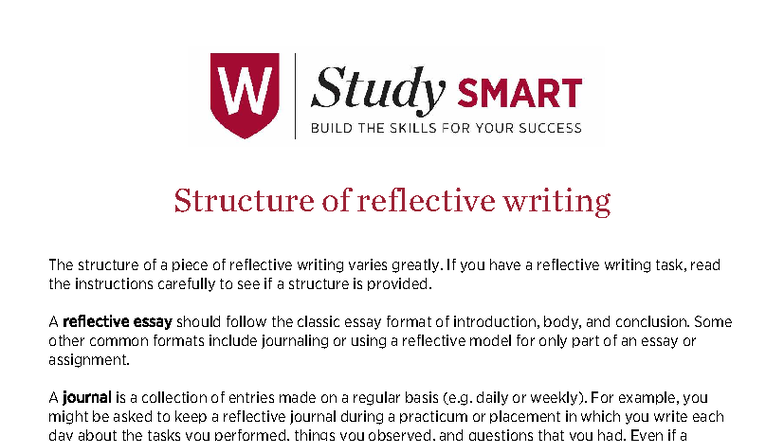 Reflective Writing Structure: A Guide for Effective Reflection - Studocu