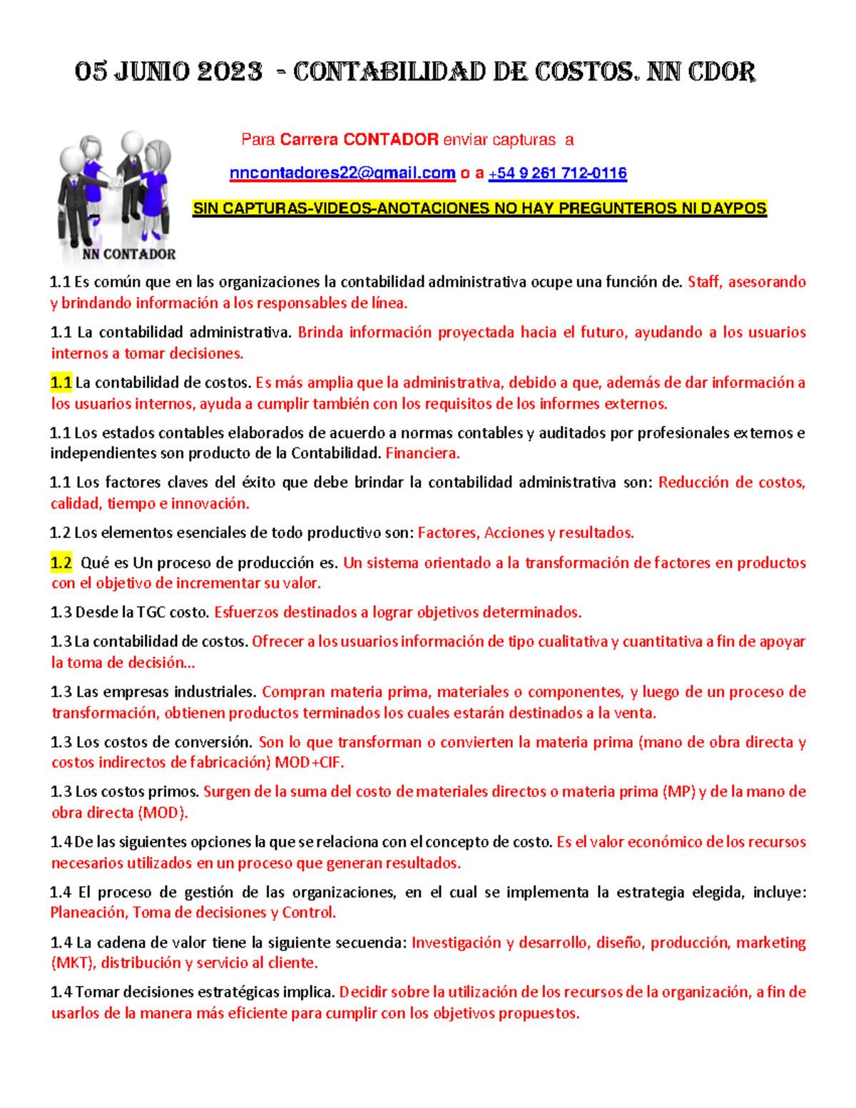 1er Parcial CONTABILIDAD DE COSTOS 2025: Notas y Ejercicios Clave - Studocu
