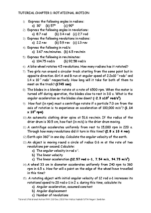PHY210 Tutorial 3 - happy studying - PHY 210/MECHANICS II AND THERMAL ...