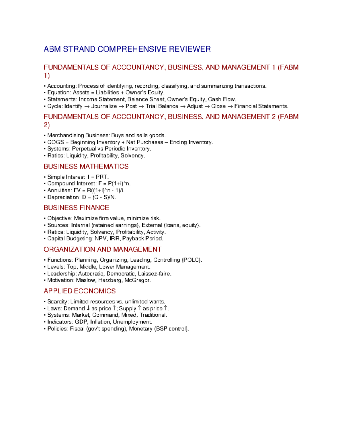 ABM Comprehensive Reviewer - ABM STRAND COMPREHENSIVE REVIEWER ...