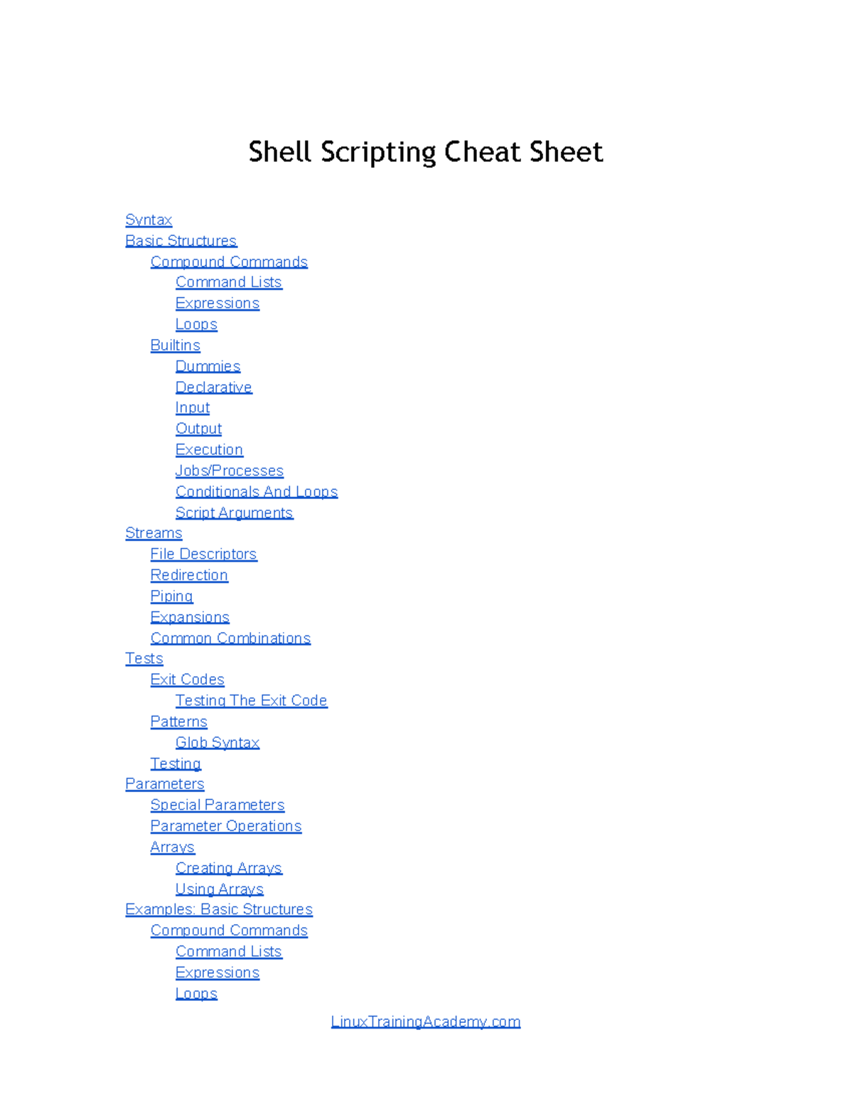 04 Shell Scripting Cheat Sheet: Syntax, Commands, and Loops - Studocu