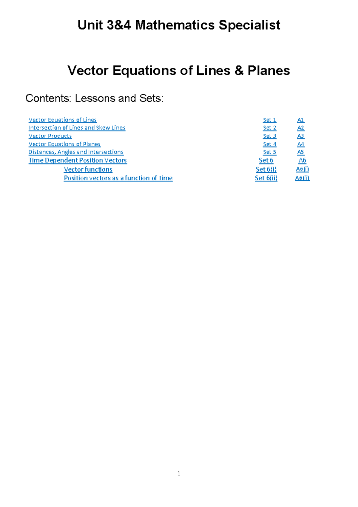 MAT 101: Vector Equations of Lines & Planes - Lesson Overview - Studocu