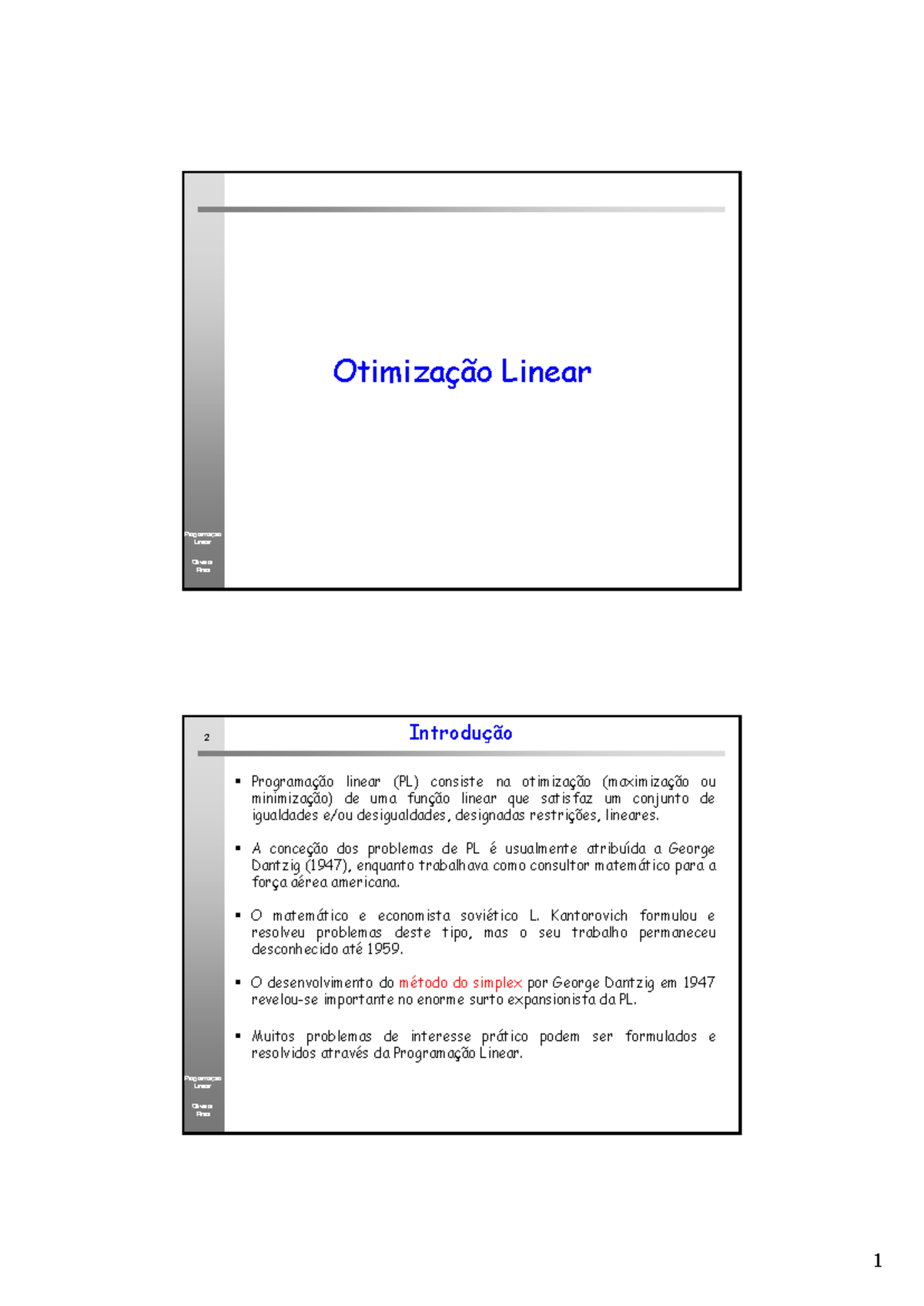 Otimização Linear - Resumos e Exemplos (Programação Linear) - Studocu