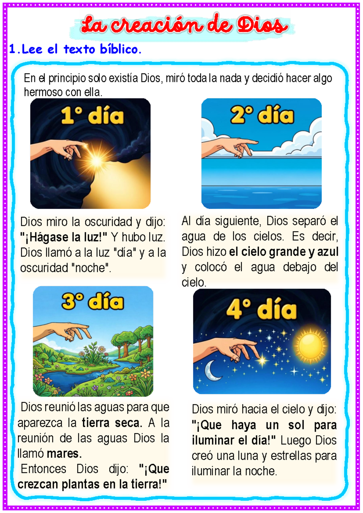 Ficha LA Creación DE DIOS: Resumen y Actividades sobre Génesis - Studocu