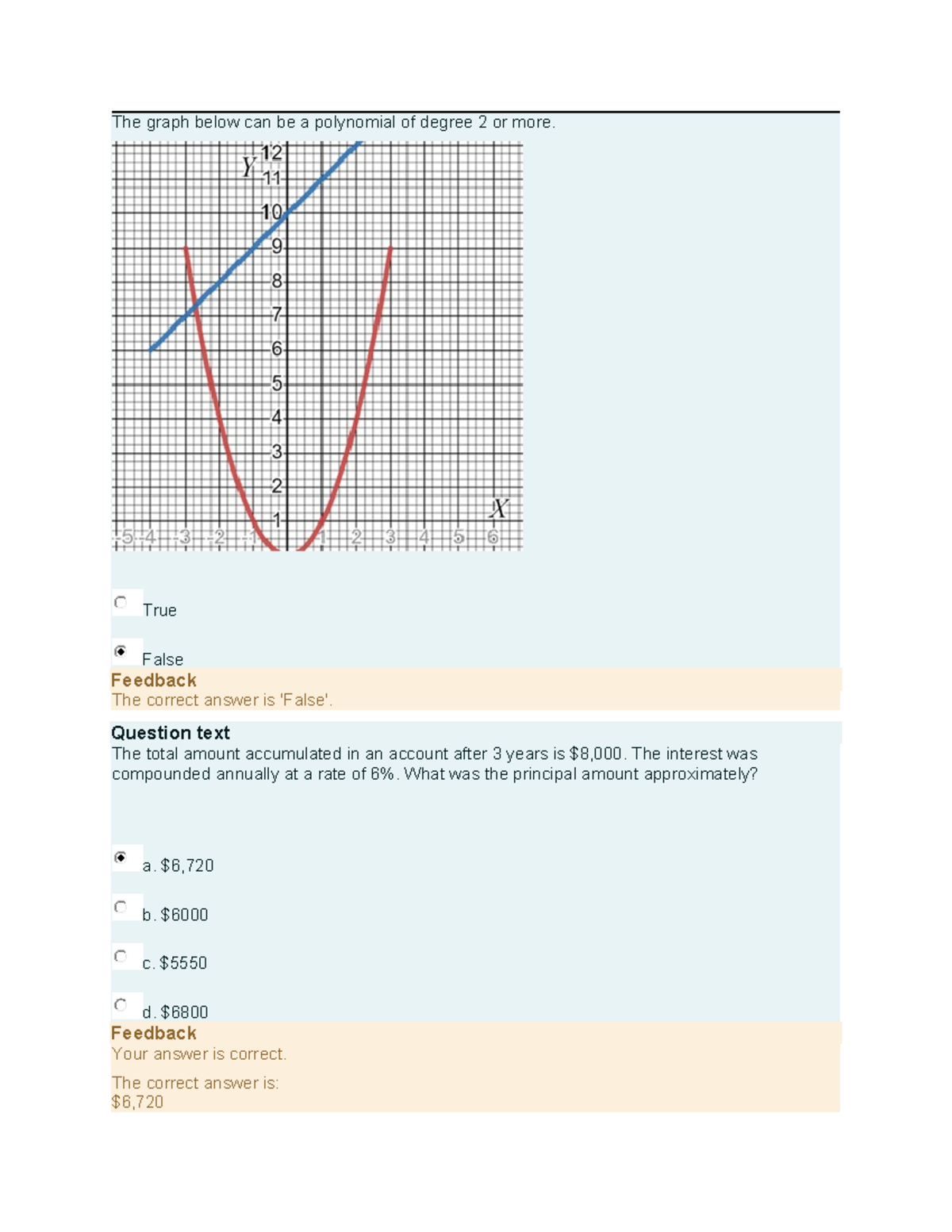 MATH 1201 Graded Quiz Answers for Unit 6 - Studocu