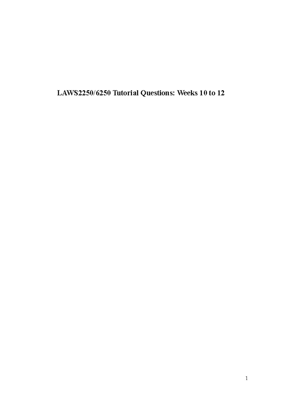 Tutorial Questions for Weeks 10 to 12: Exam Prep and Case Studies - Studocu