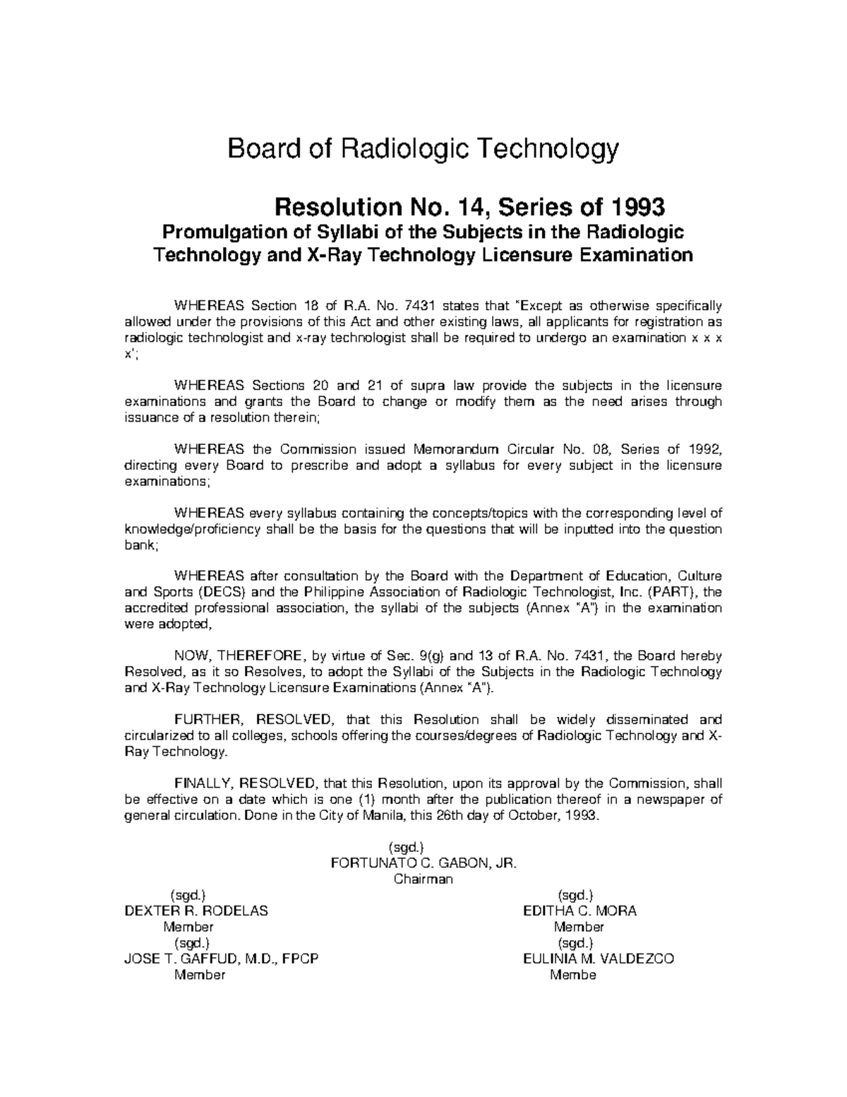 Radiologic Technology Licensure Exam Syllabi Overview - Studocu