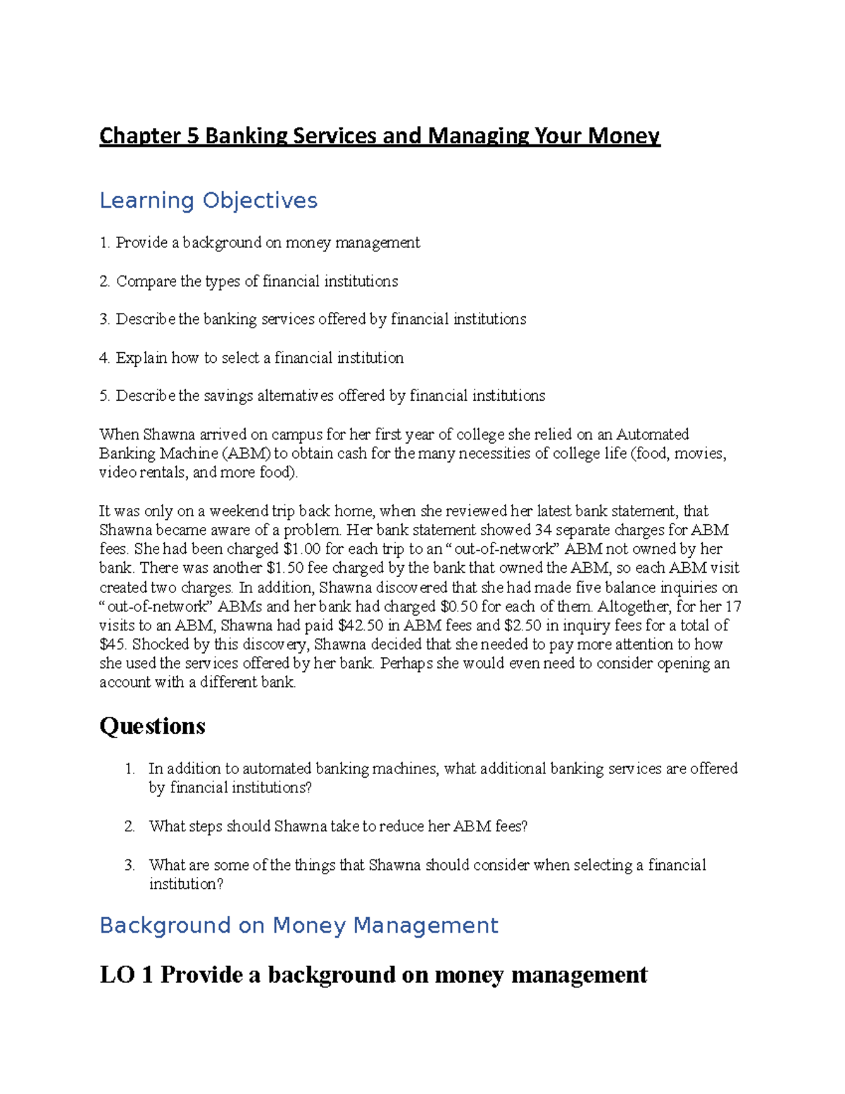 Chapter 5-7: Understanding Banking Services and Money Management - Studocu