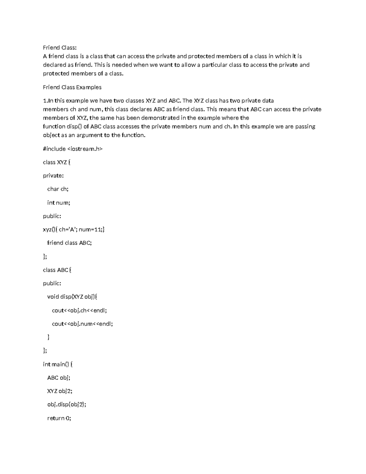 Friend Class with example program updated - Friend Class: A friend ...