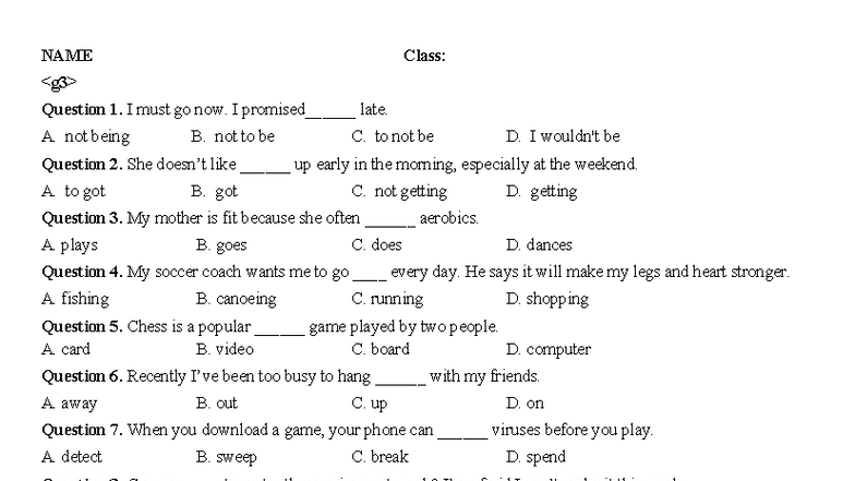 Kiểm tra 15 phút 11a3 - Practice Questions and Answers - Studocu