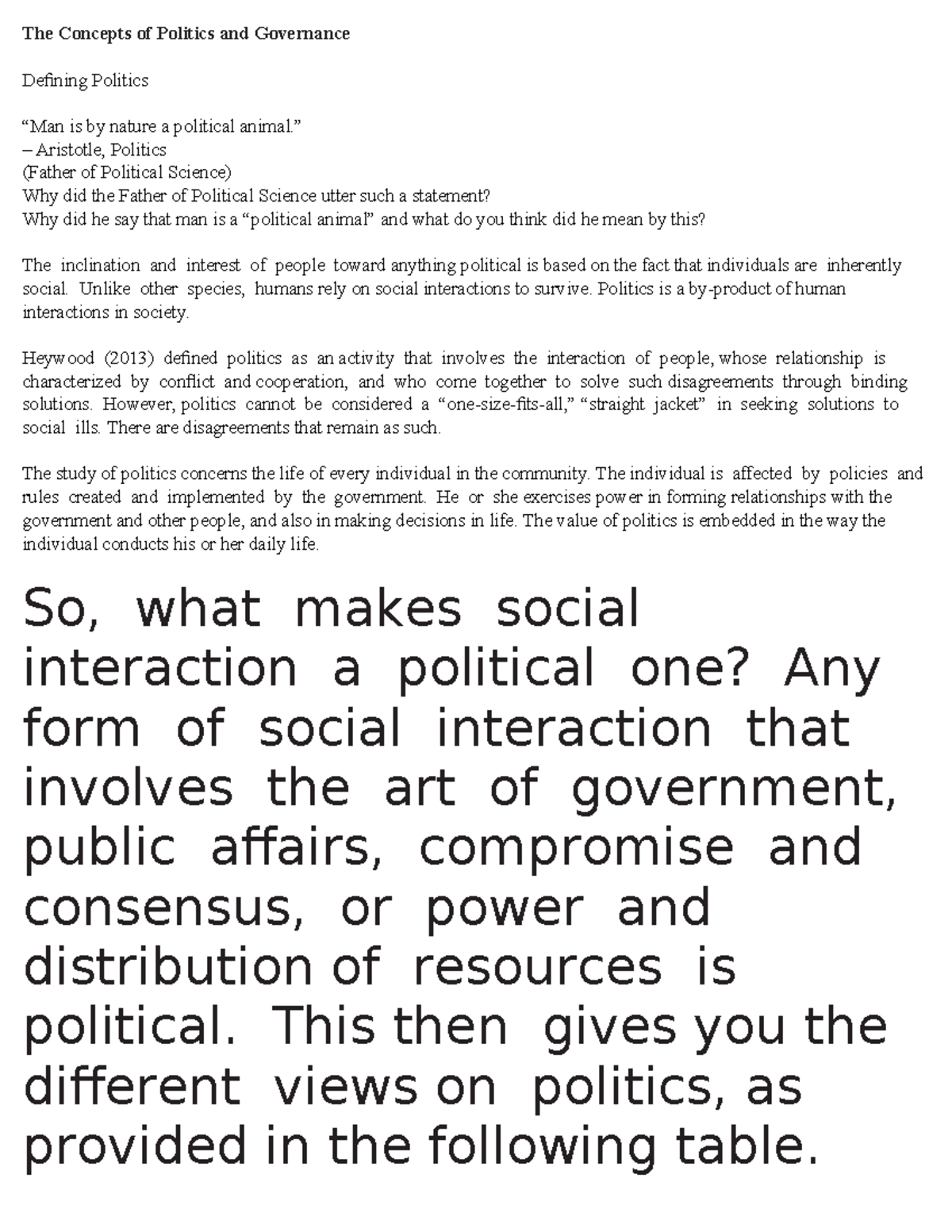 2024 PPG - The Concepts of Politics and Governance - The Concepts of ...