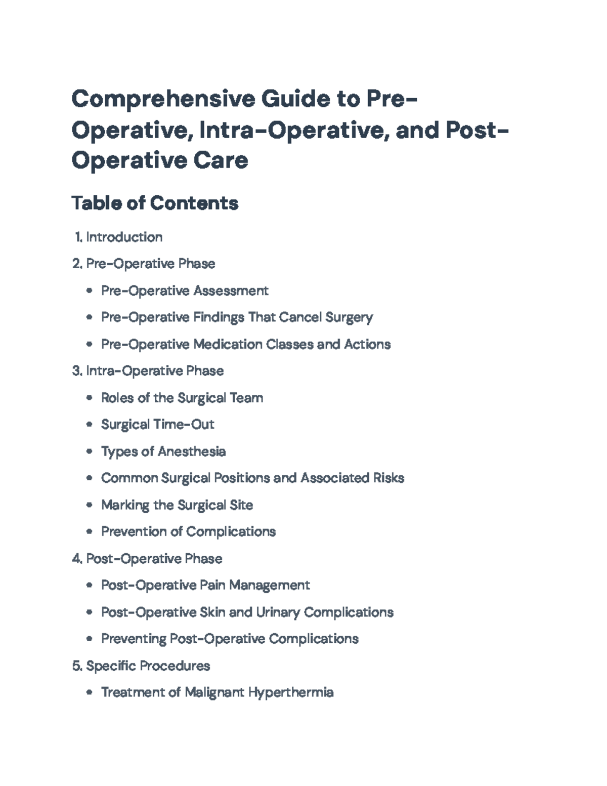 Comprehensive Surgical Care: Pre-, Intra-, & Post-Op Guidelines - Studocu