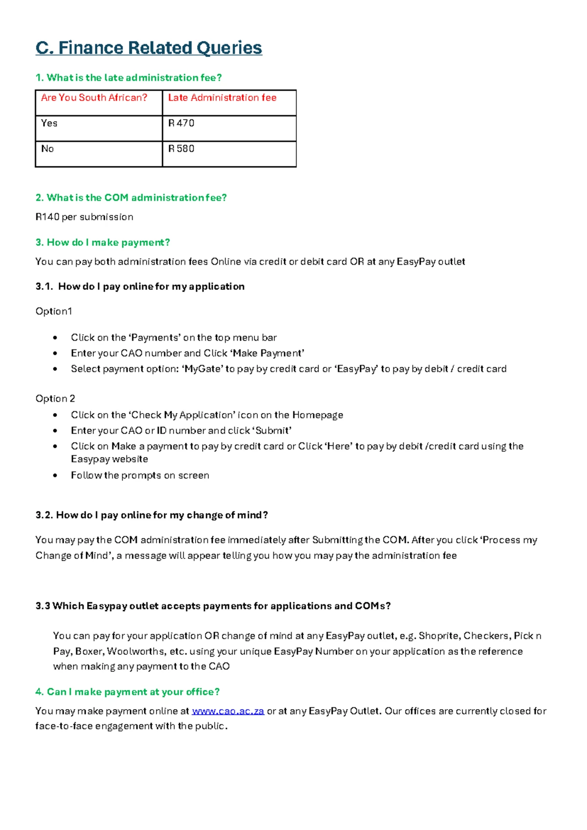 4. Admin Fees - Key Study Points and Payment Methods - Studocu