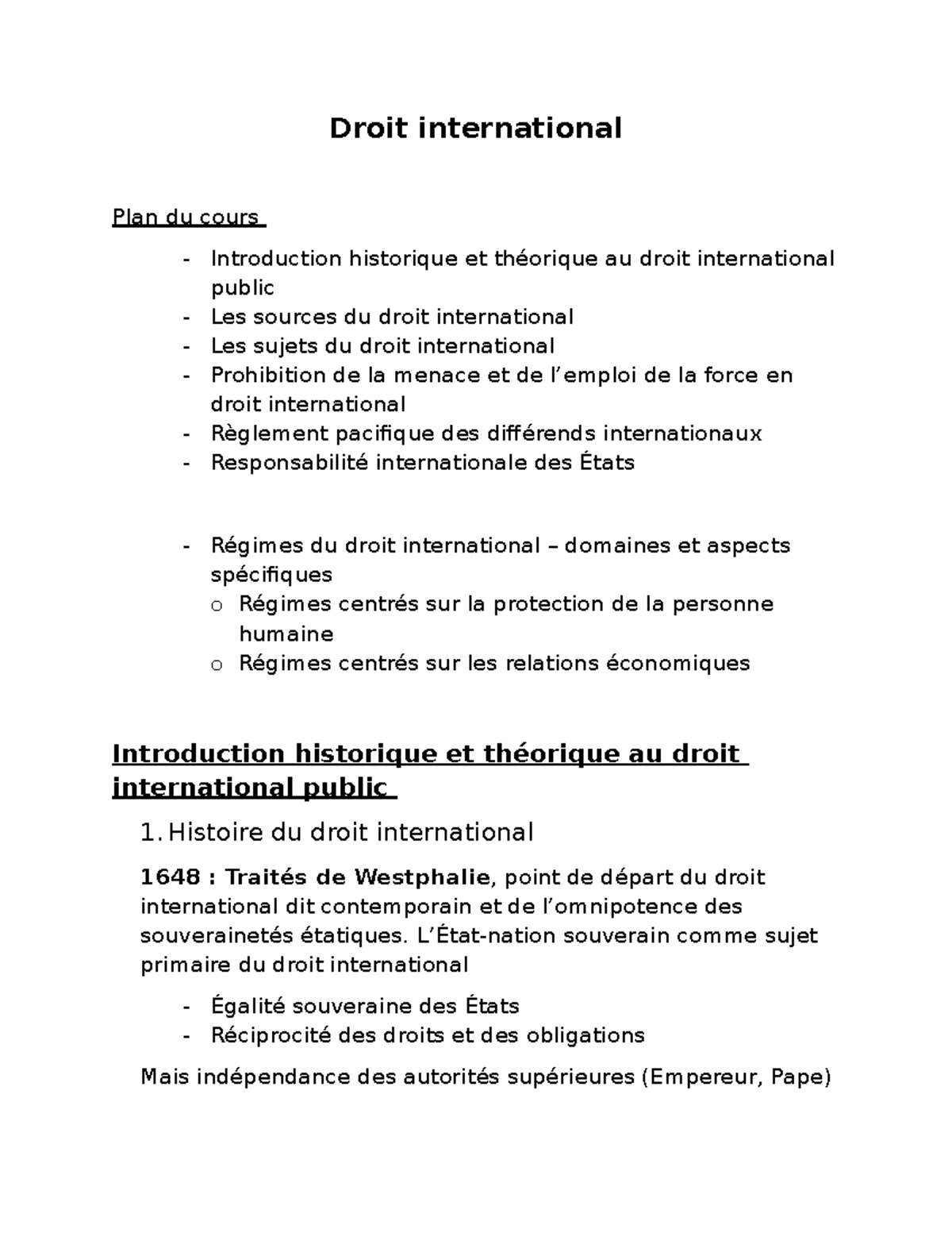 Droit International - Cours et Concepts Fondamentaux (DIP 101) - Studocu