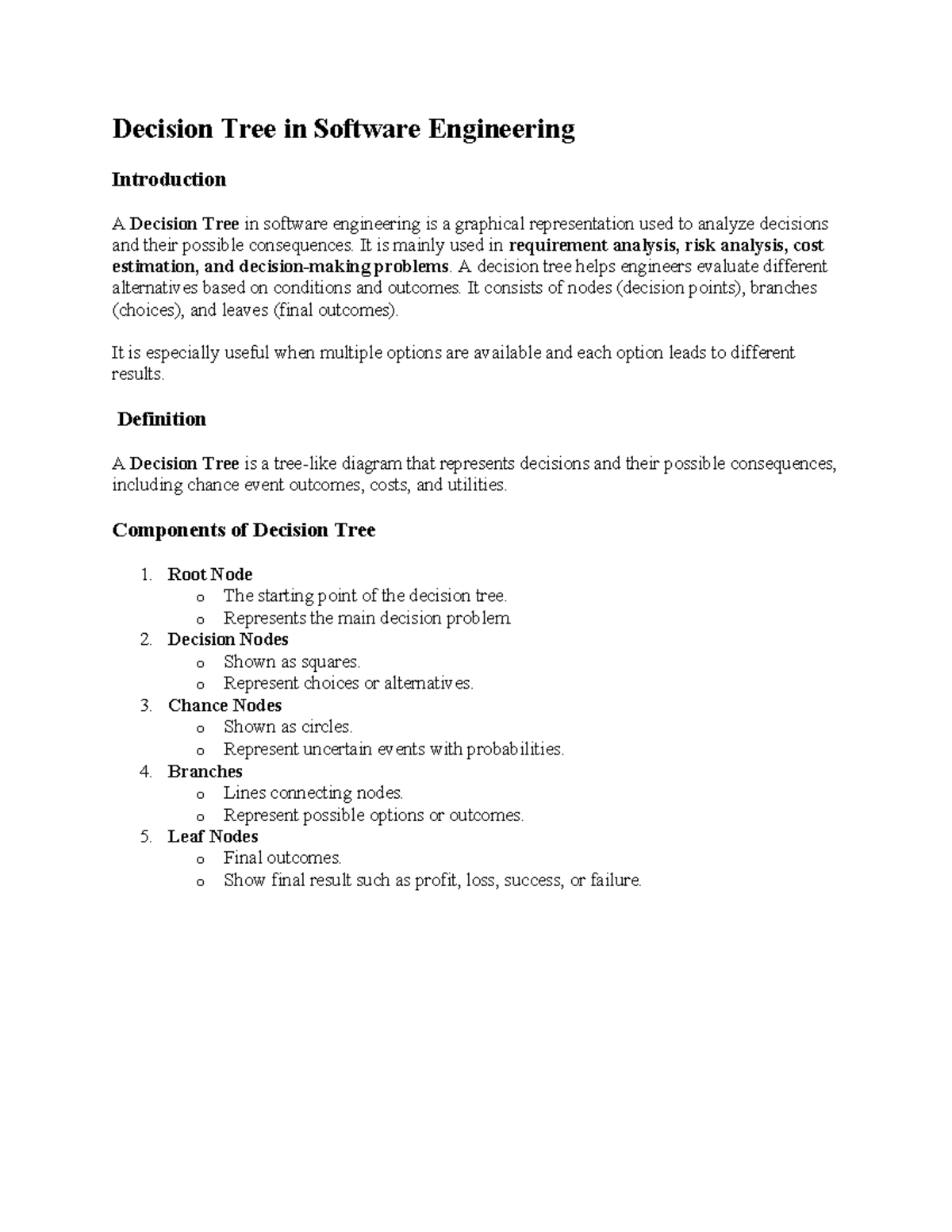 Decision Tree and Decision Table in Software Engineering - Studocu