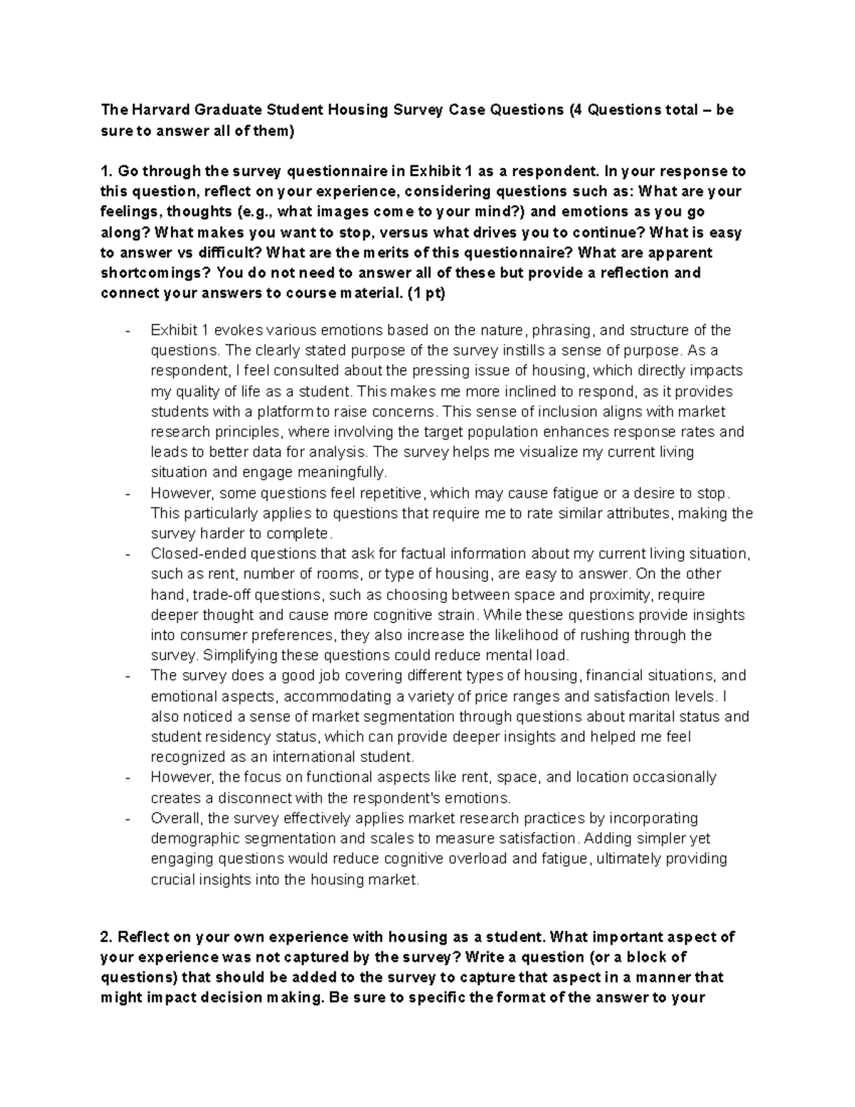 Harvard Graduate Student Housing Survey Case Reflection & Insights ...