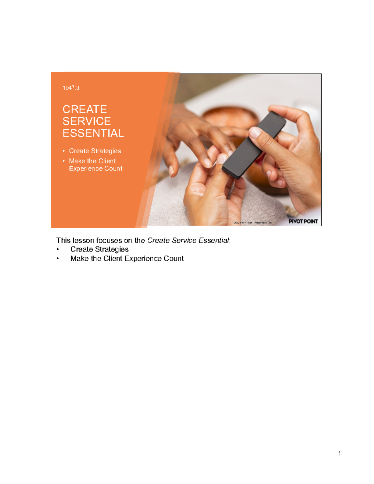 104N.3 Create Service Essential: Strategies for Client Experience ...