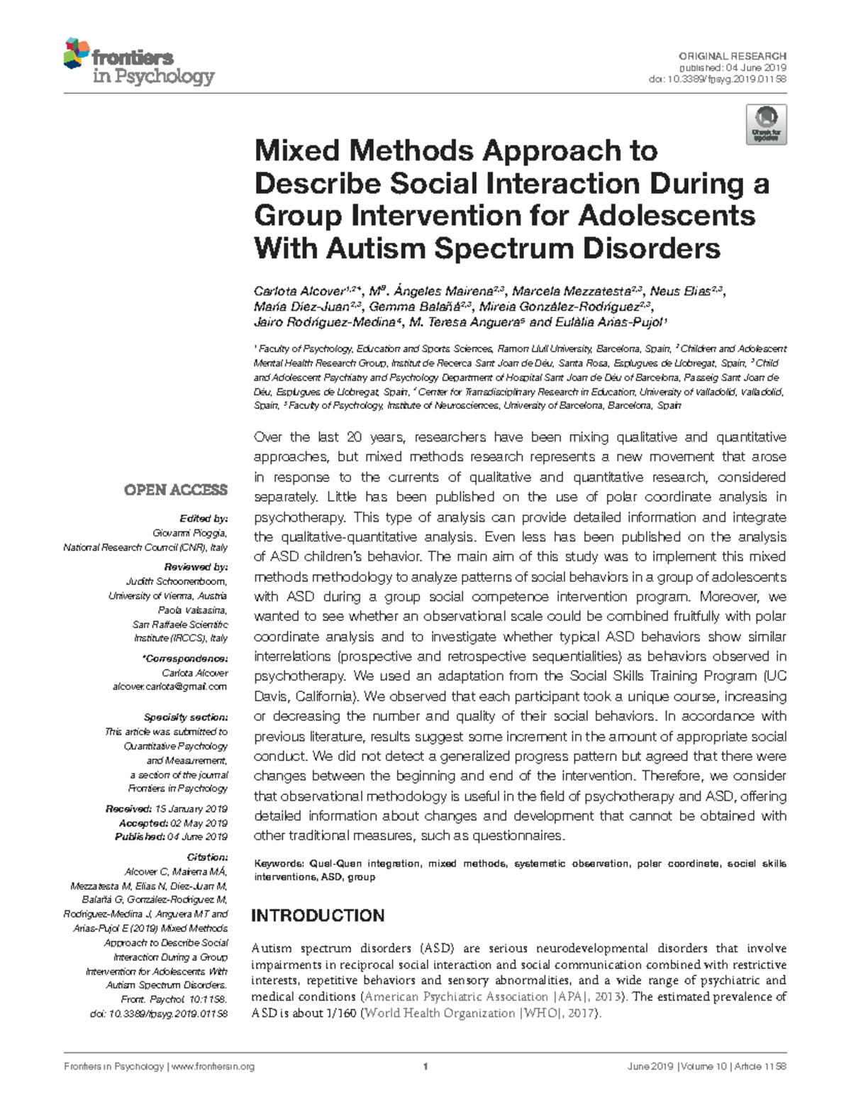 Mixed Methods Study on Social Interaction in ASD Adolescents - Studocu