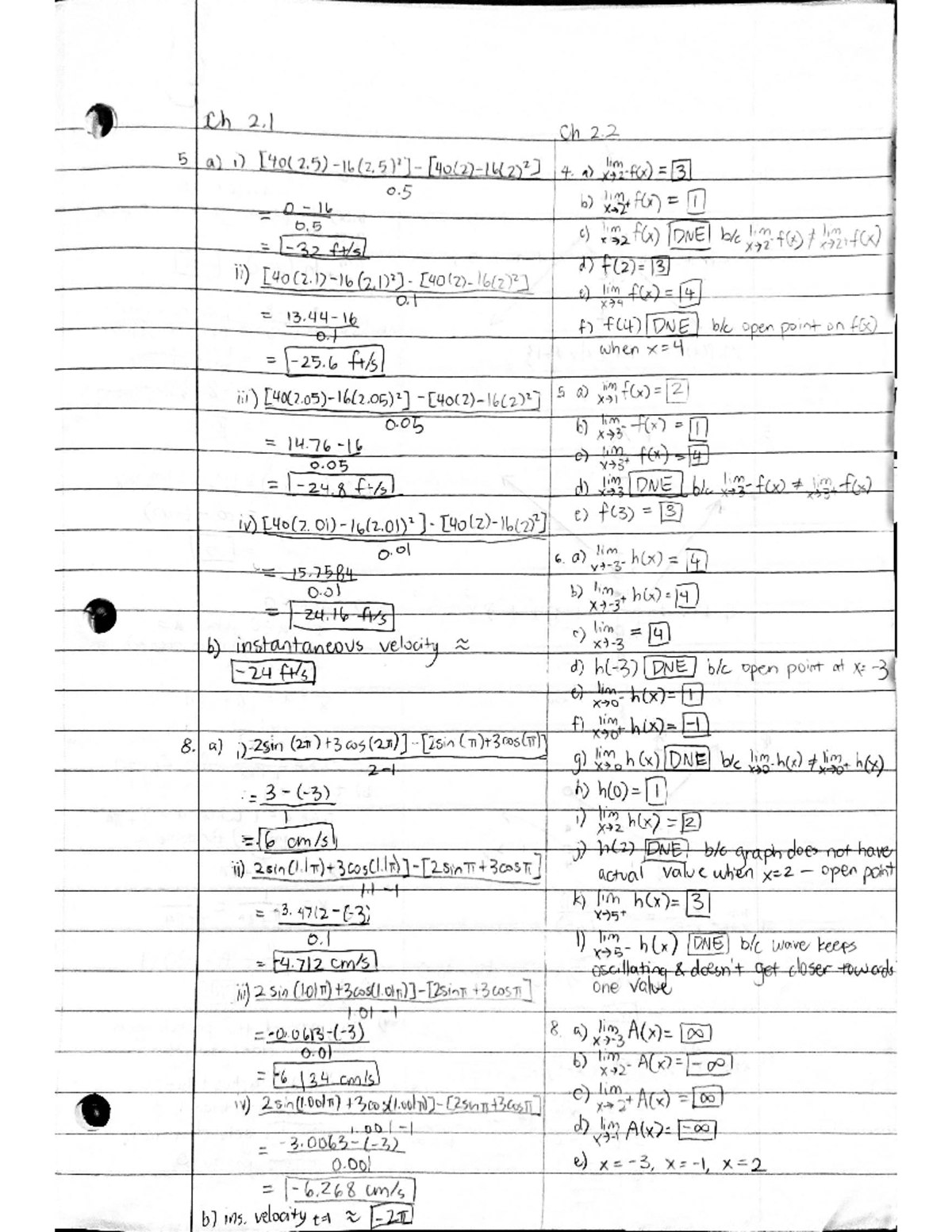Homework 4: Limits and Functions Analysis (Ch 2.1 & 2.2) - Studocu