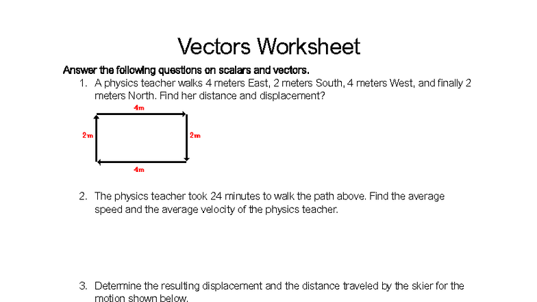 PHSC 1023 Vectors Worksheet: Scalars & Vectors Practice - Studocu