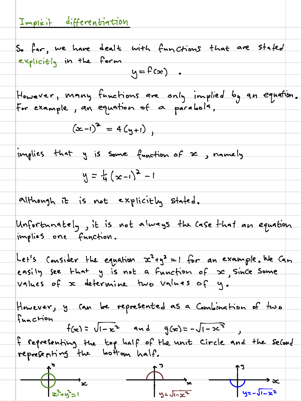 7 - Implicit Differentiation - Implicit differentiation So far, we have ...