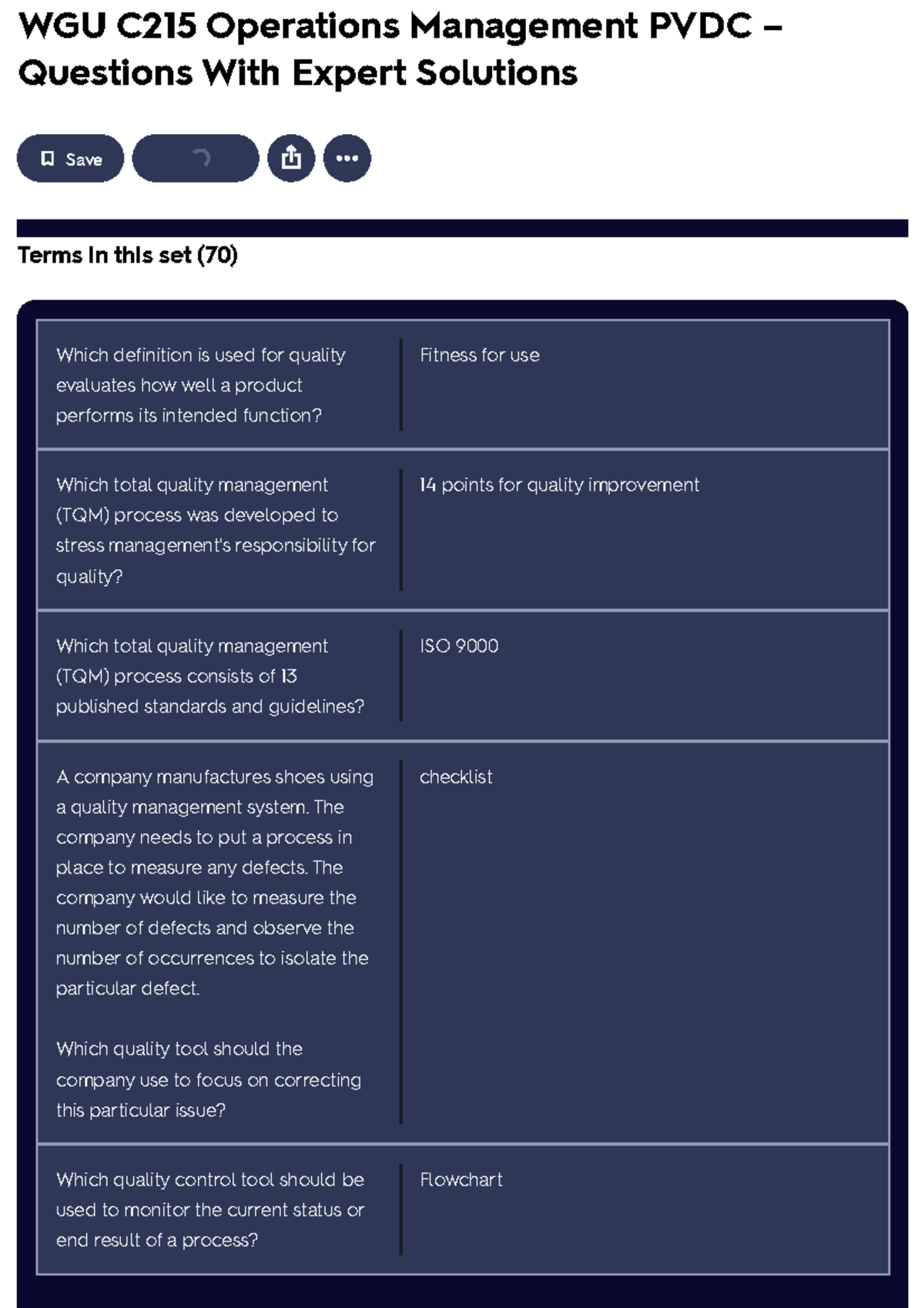 WGU C215 Operations Management PVDC Expert Solutions Flashcards - Studocu