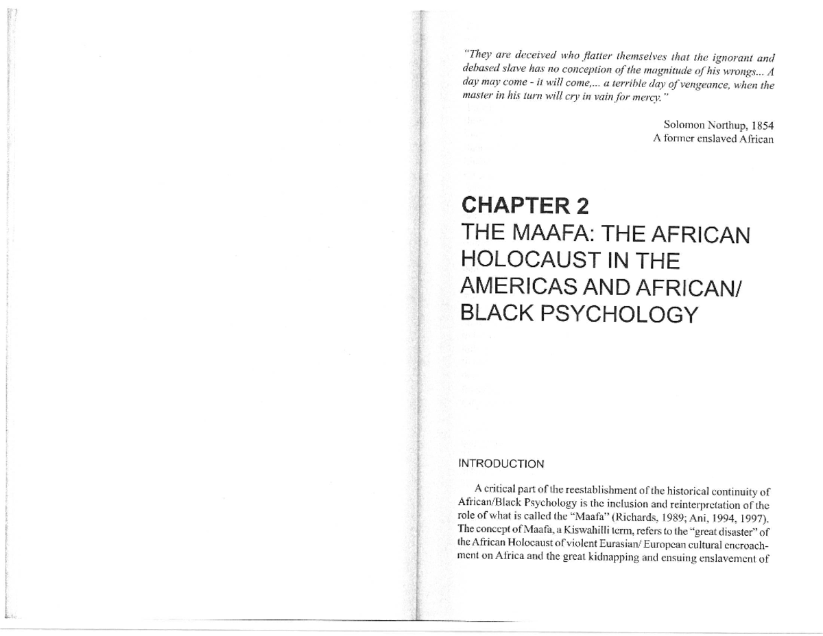 The Maafa: Understanding the African Holocaust and Its Psychological ...