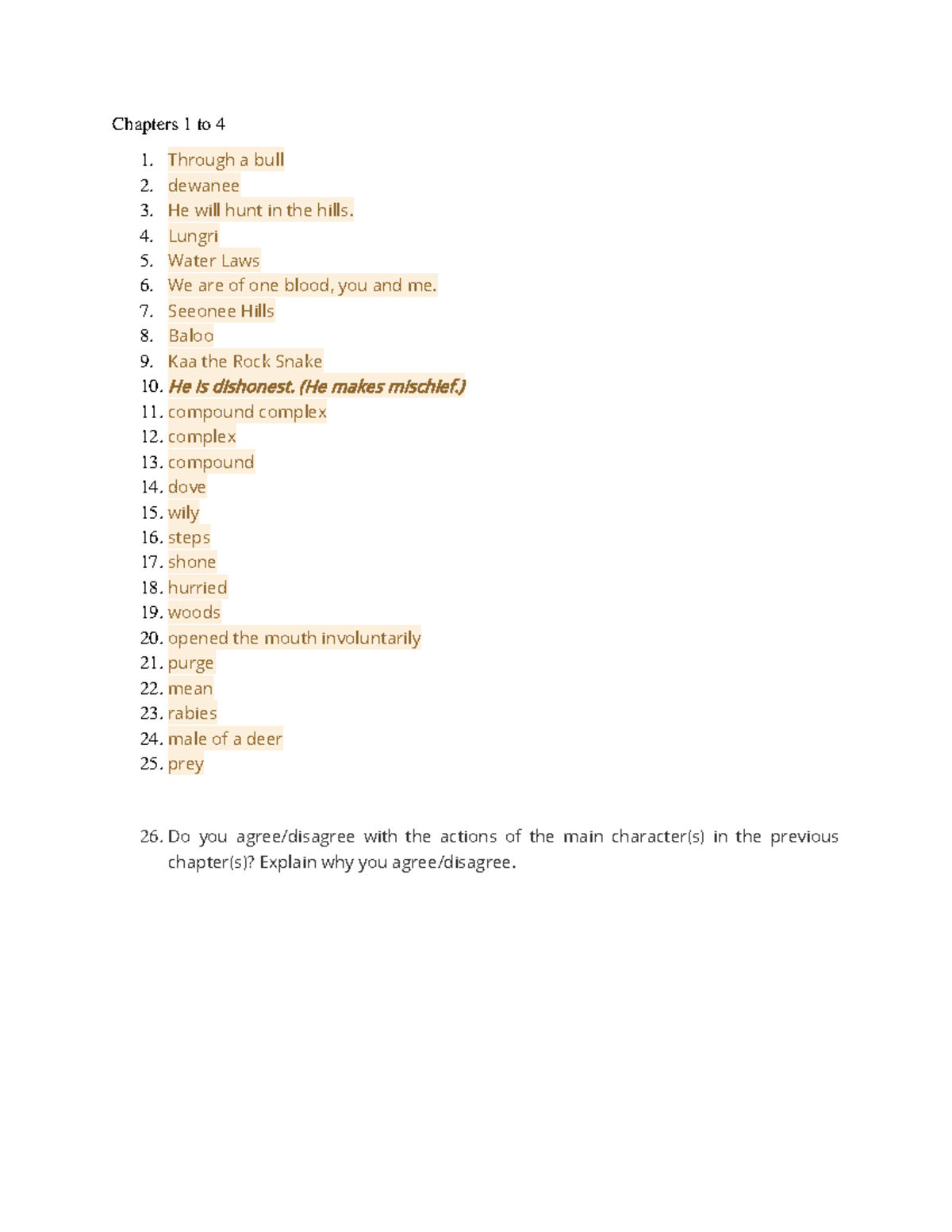 The-Jungle-Book - Answer Key for Chapters 1-8 - Study Guide - Studocu