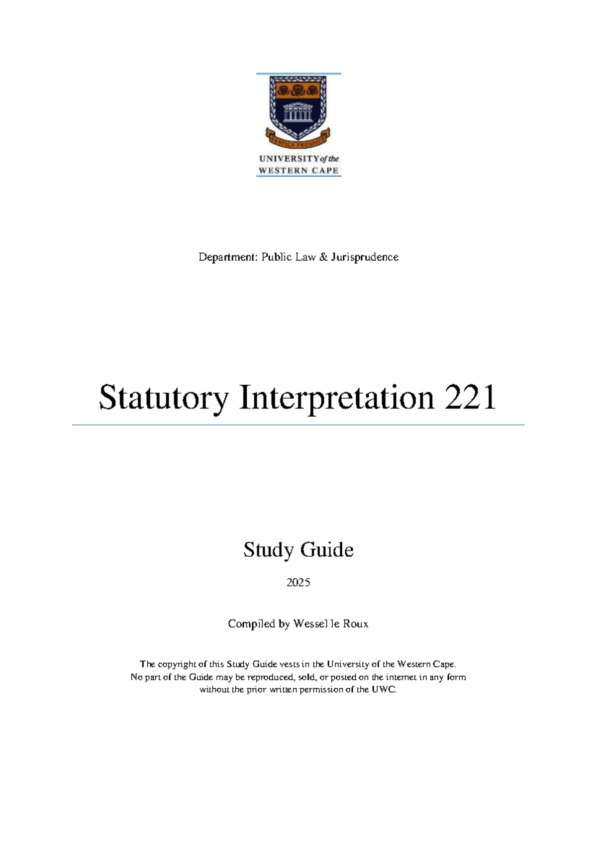 Public Law Jurisprudence 221: Statutory Interpretation Study Guide 2025 ...