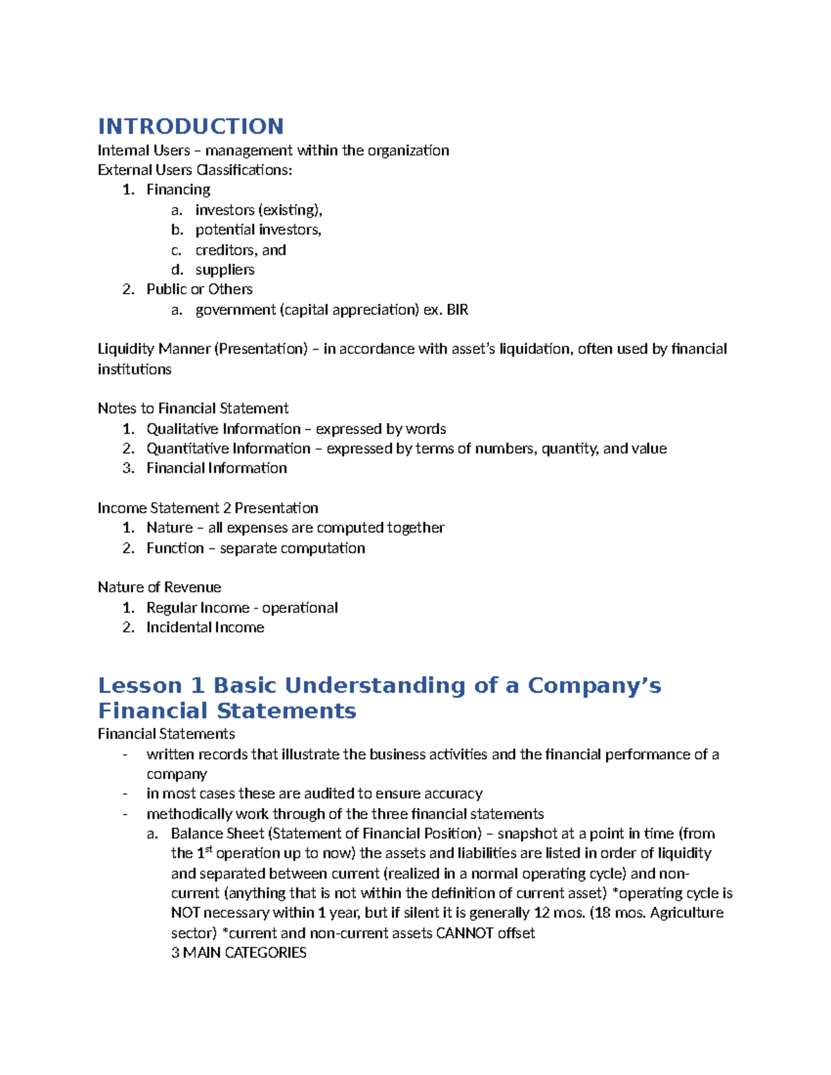 Introduction to Internal and External Users of Financial Statements ...