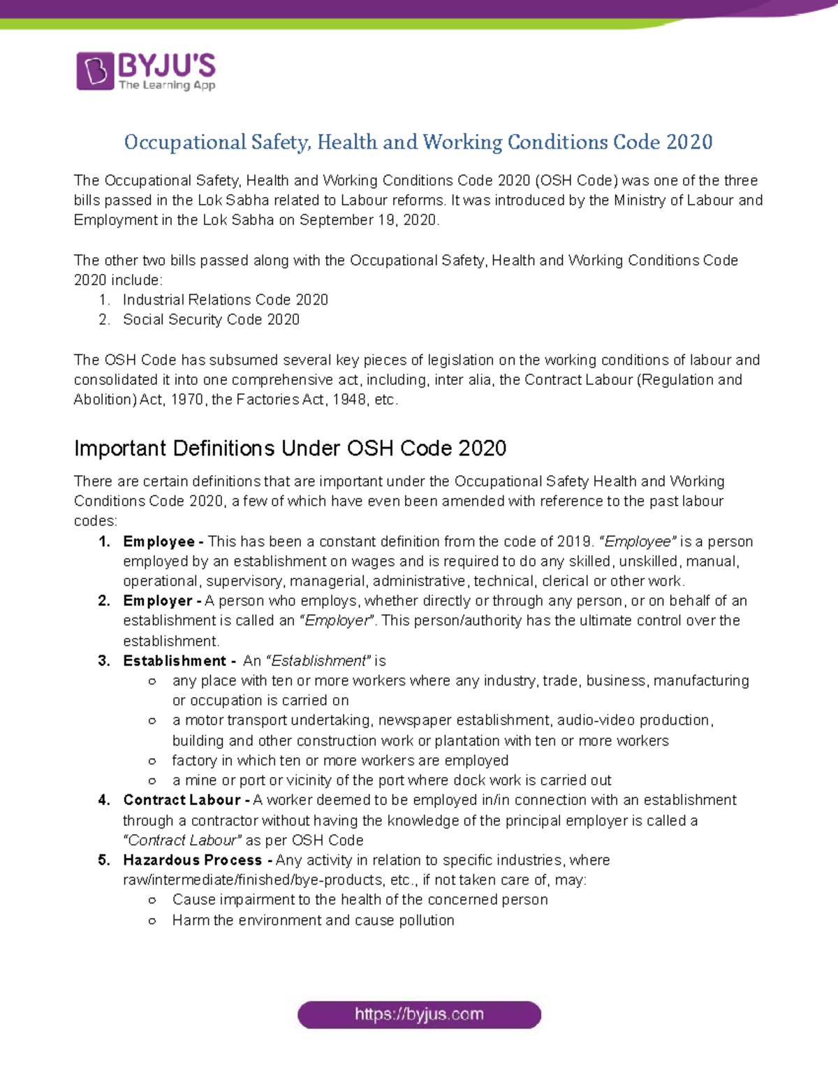 Occupational Safety Health and Working Conditions Code 2020 - It was ...