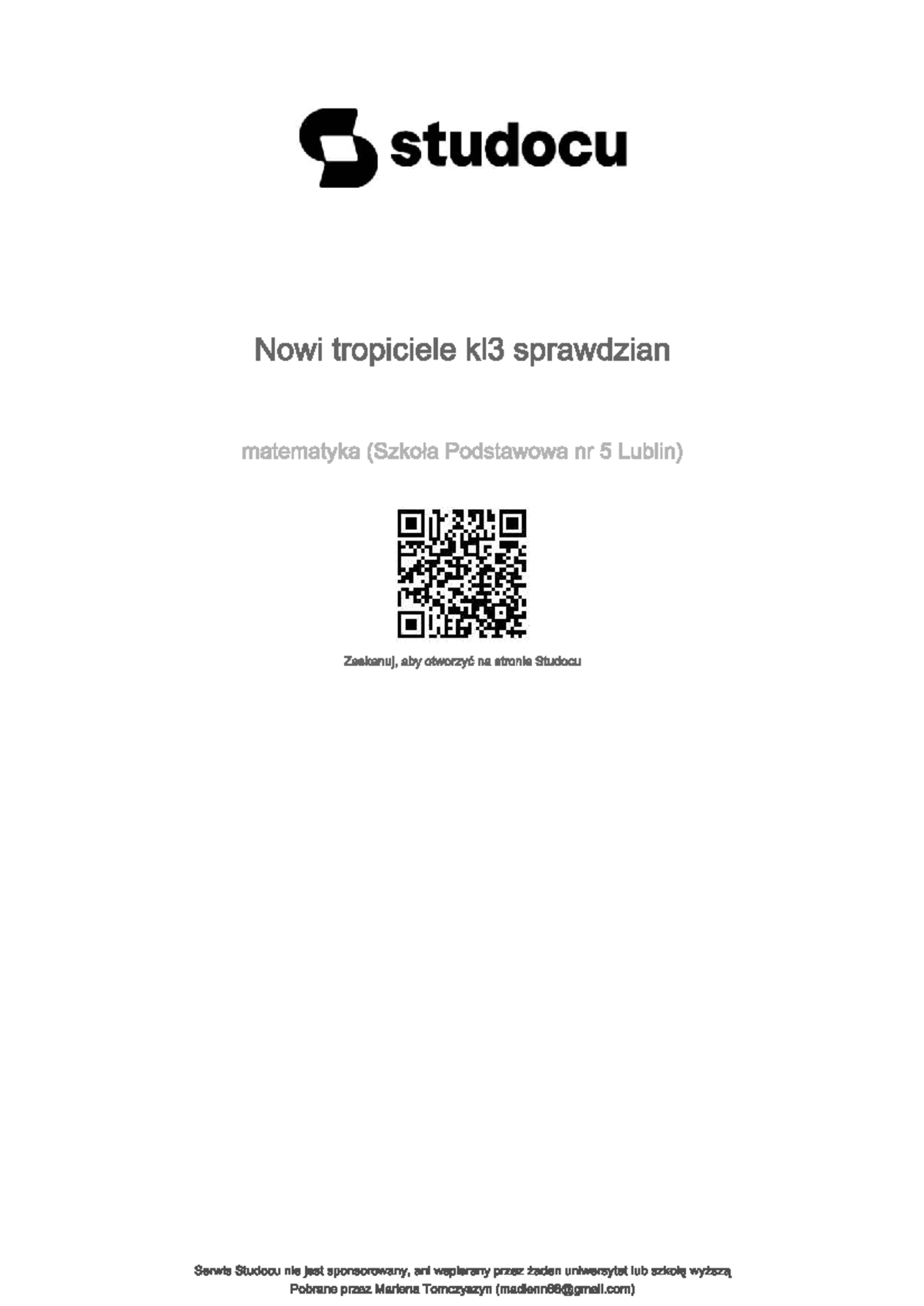 Sprawdzian Kl 3 Tropiciele Październik