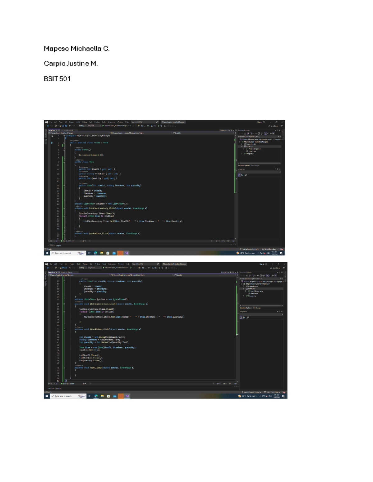 BSIT 501 Lab Exercise 2: Event Programming with Inventory Management ...