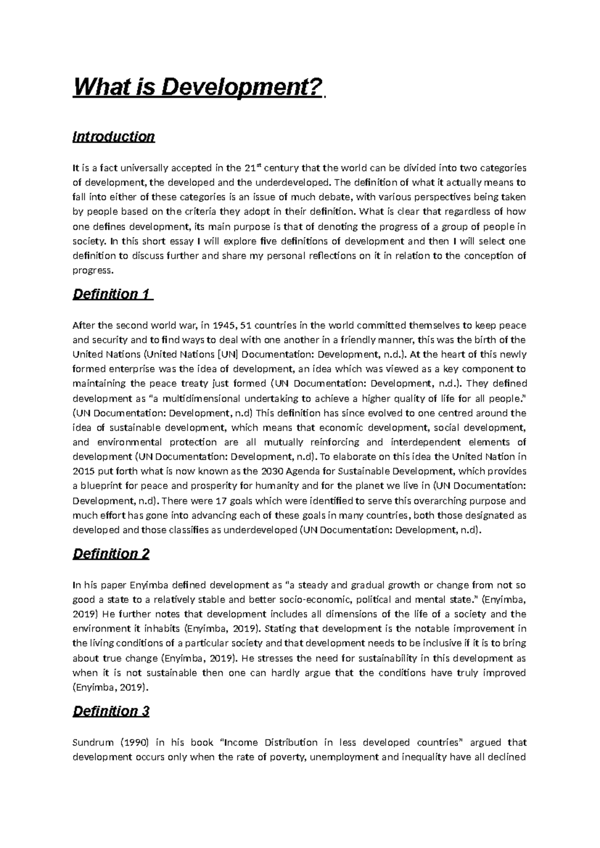 Development: Exploring Definitions and Perspectives on Progress - Studocu