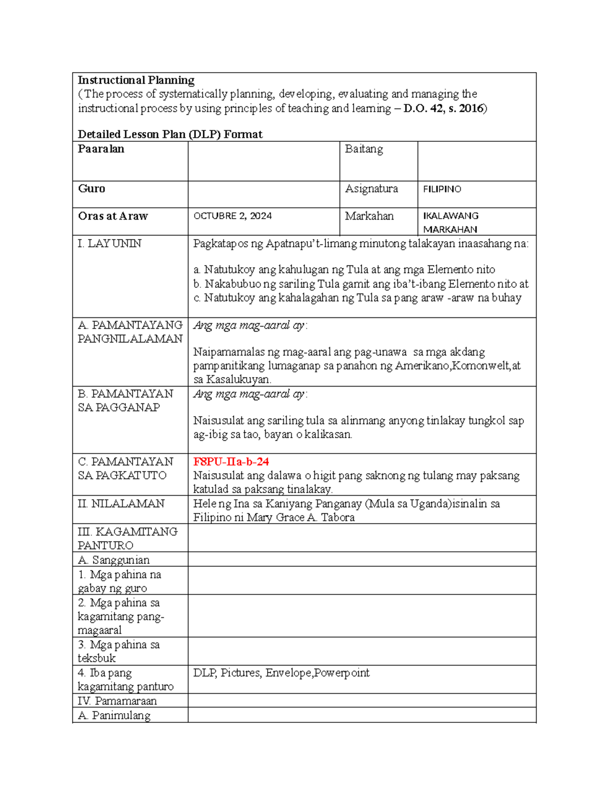 Mark jims lesson plan 1 - i need file - Instructional Planning ( The ...